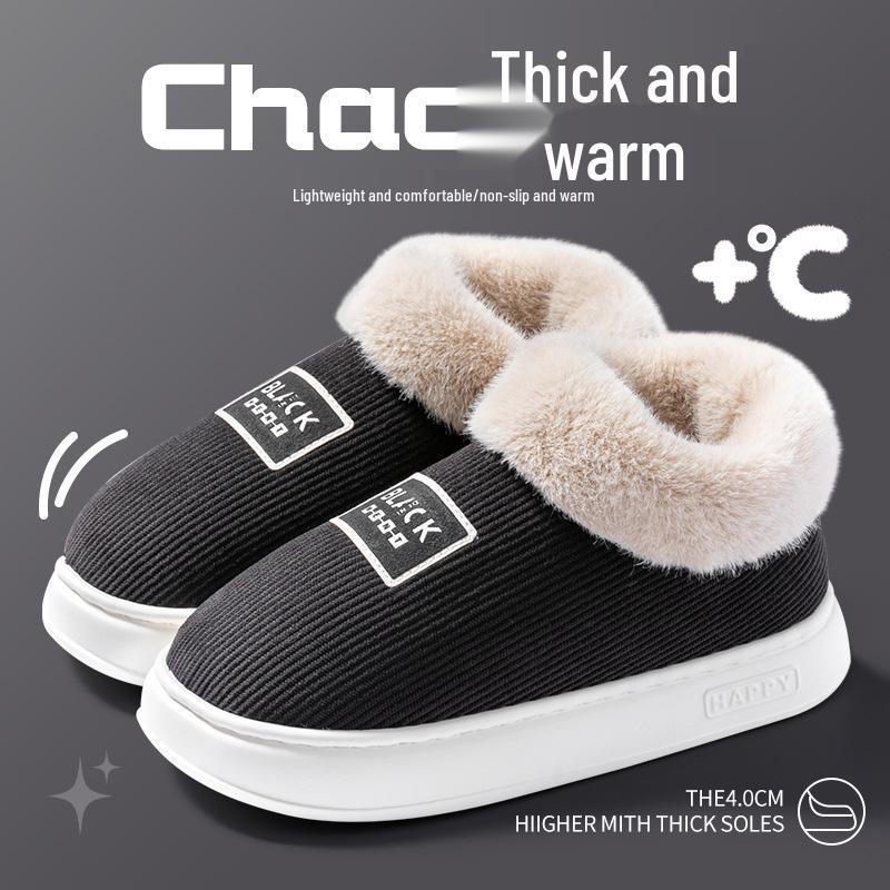 

Мужские высокие зимние теплые нескользящие хлопковые тапочки на толстой подошве для ношения в помещении/на улице. Fits Size 43-44