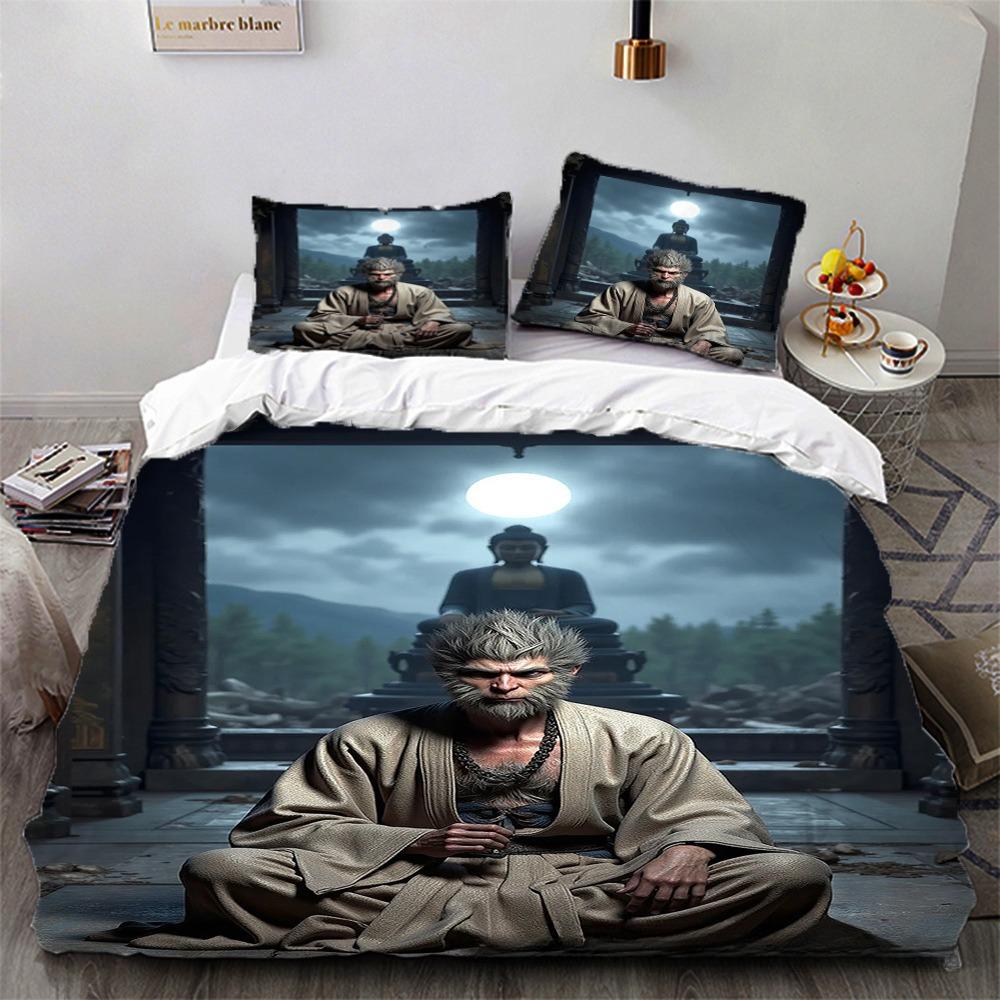 

Black Myth Wukong Quilt Cover Bedding Set,Children s Soft Bed Cover,Single Double Full King Bed King Bed Set EU single(135x200cm)
