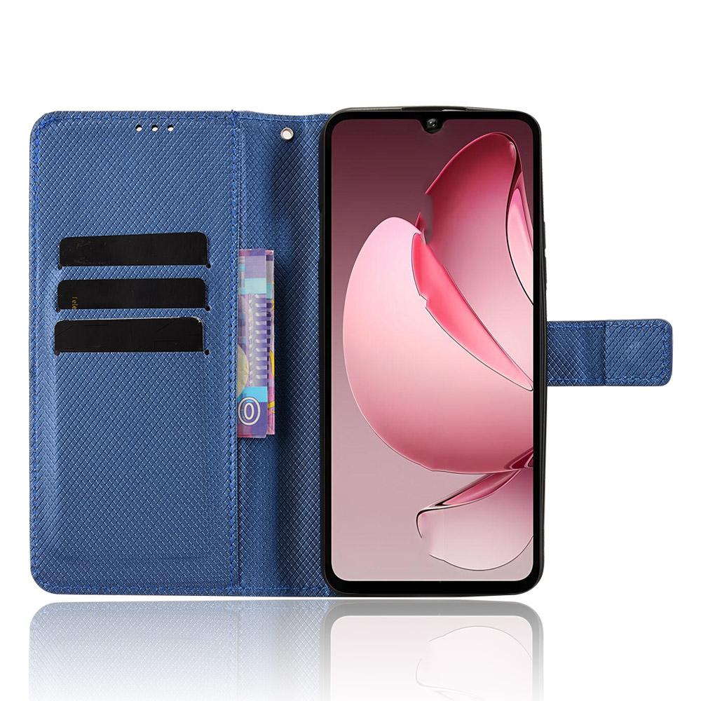 For Oukitel C60 Pro/Oukitel C60 Leather Wallet Case with Strap Diamond Texture Phone Cover