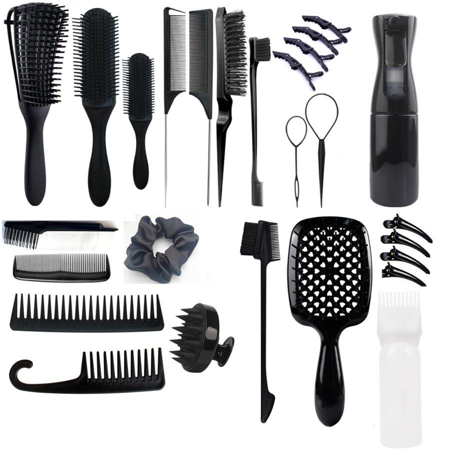 27Pcs Professional Hair Brush Set, Hair Styling Comb Kit with Continuous Spray Bottle, Scalp Massage Shampoo Brush for Salon