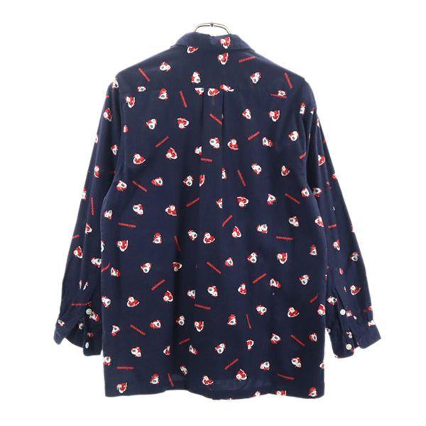 mikihouse Santa Claus Long sleeve shirt M Navy blue Open collar Men's Used