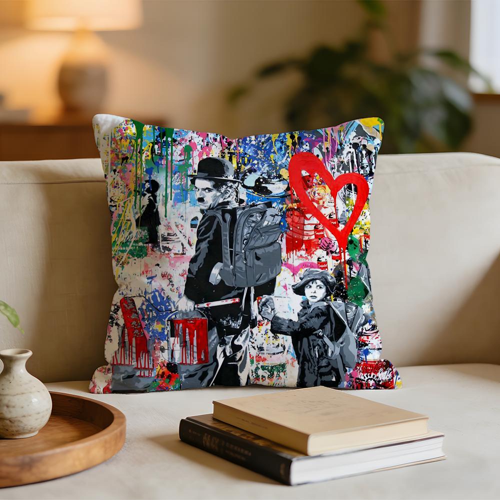 

BBanksy Street Art Cushion Cover Short plush pillowcase for bed sofa carwashable 30x30cm