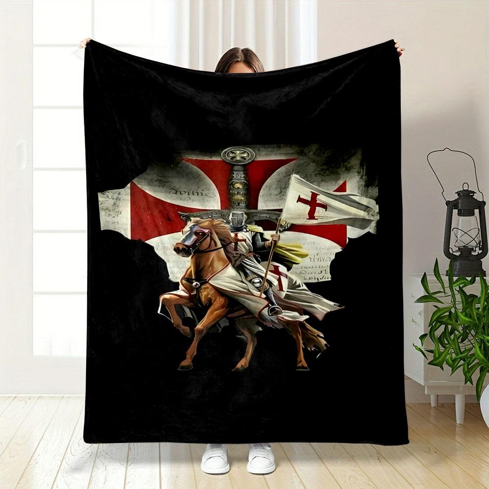 Crusader Knight Blanket Printed Blanket for Living Room Bed Couch lunch break Soft Cozy Blanket for Friend's festival Gift