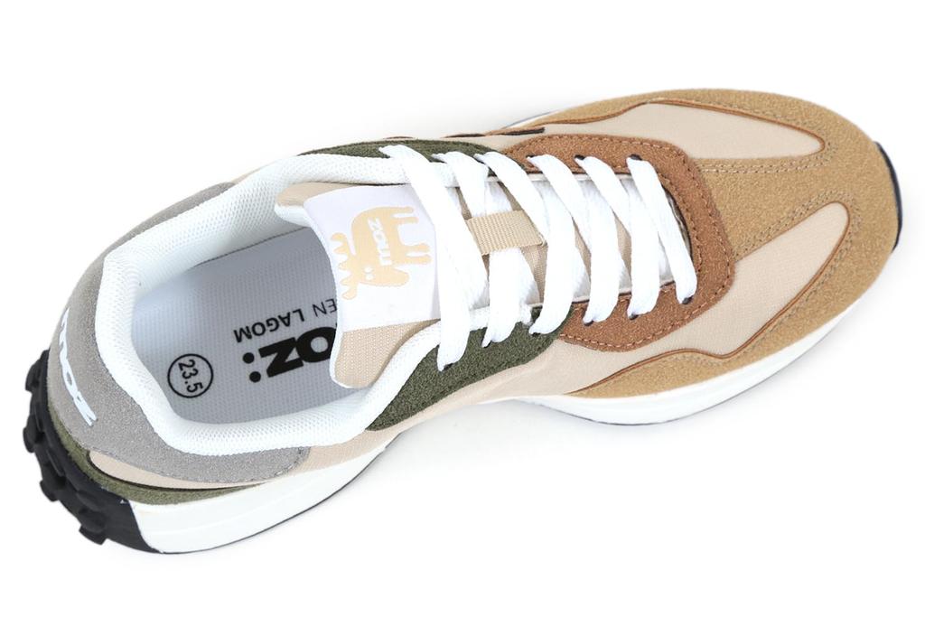 Mozu Combination Size Women's Sneakers, Oak/Camel, 22.5cm