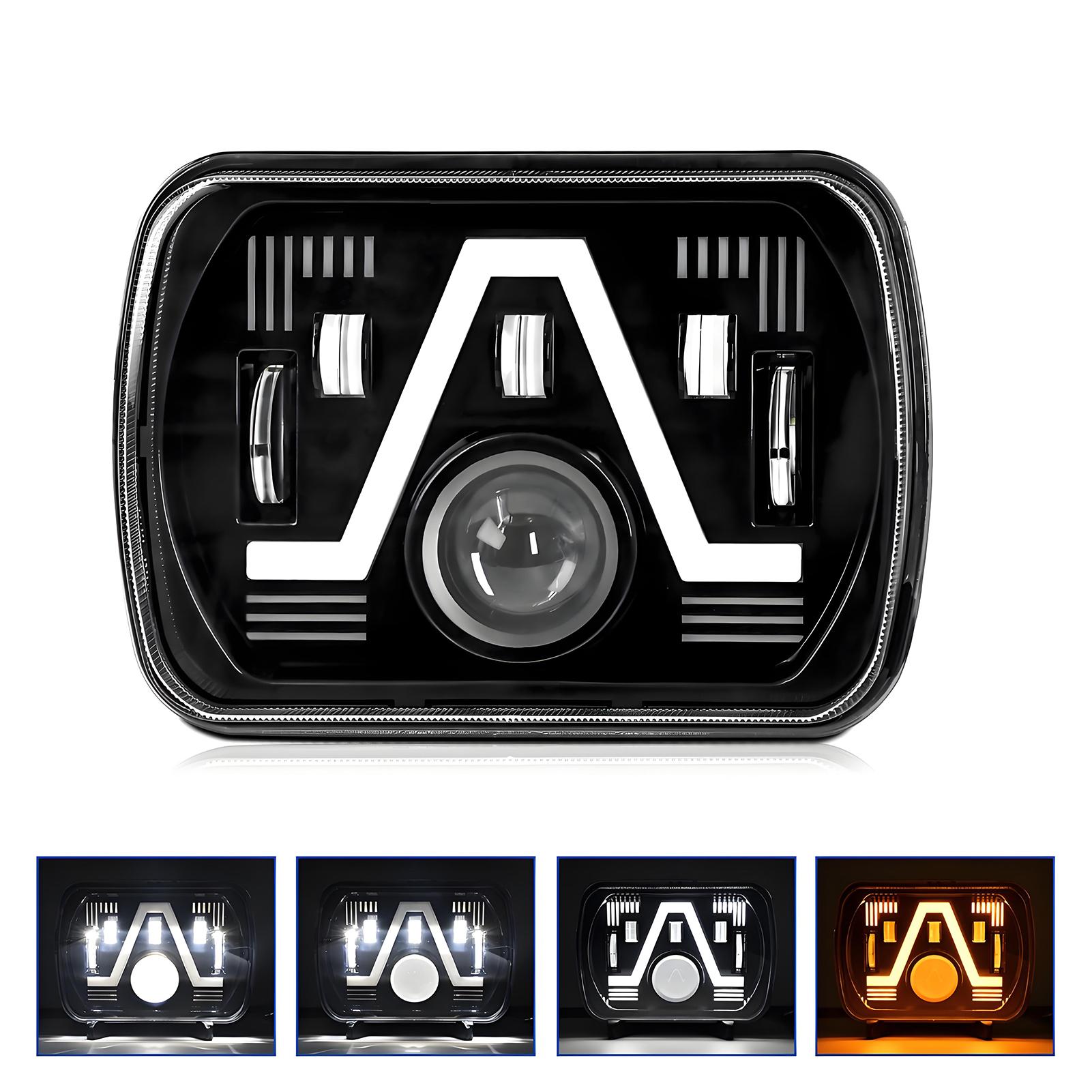 

2PCS 7 Inch LED Headlights, 5x7 7x6 Rectangular LED Headlights with High Low Beam DRL Turn Signal Replacement for