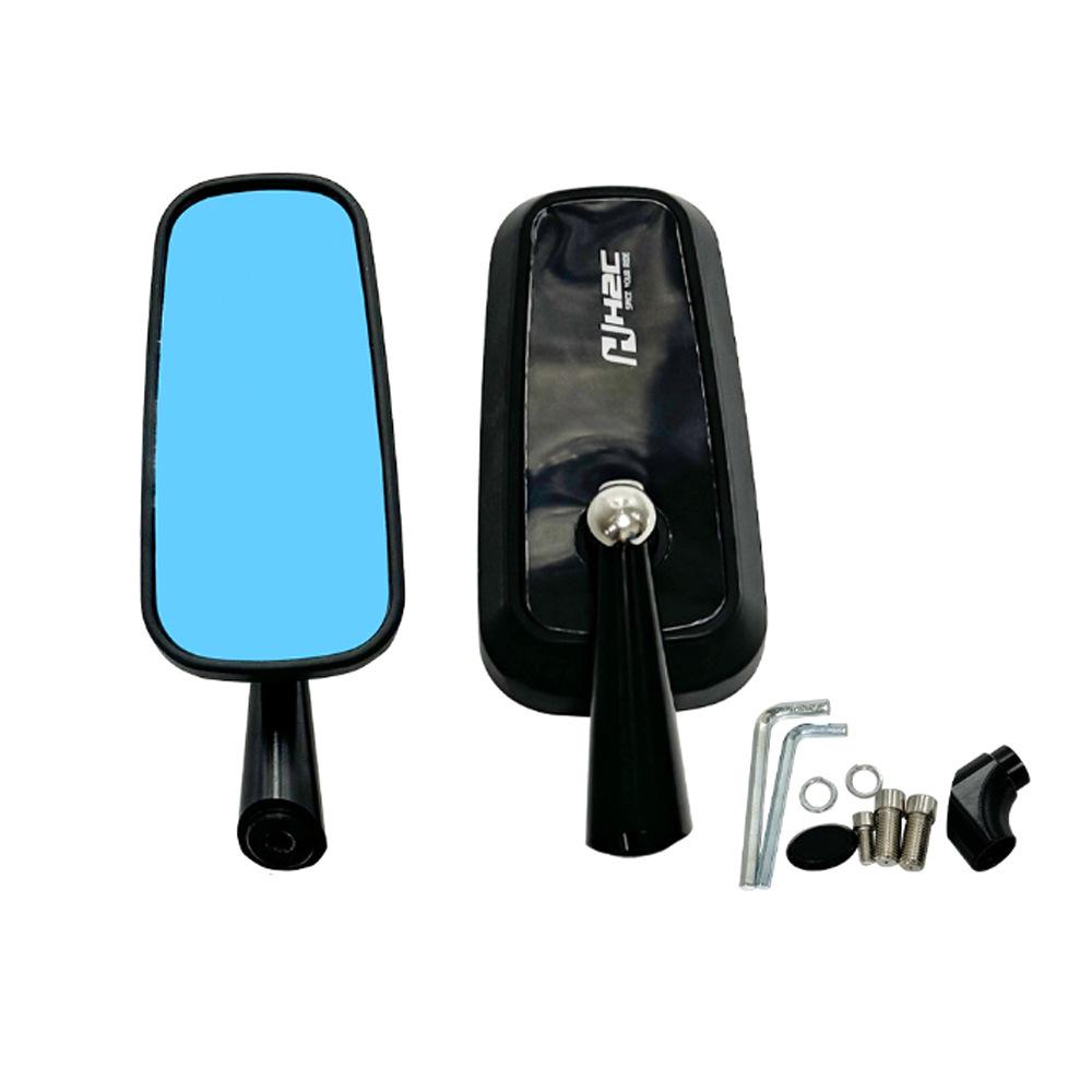 Universal Anti-Glare Rearview Mirror - CNC Aluminum Alloy, Blue/Chrome Finish for Motorcycles 13cm