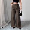 2026 Fashion High Waisted Wide Leg Trousers with Belt Solid Color Office Wear Casual Business Straight Leg Pants Spring Women's Bottoms