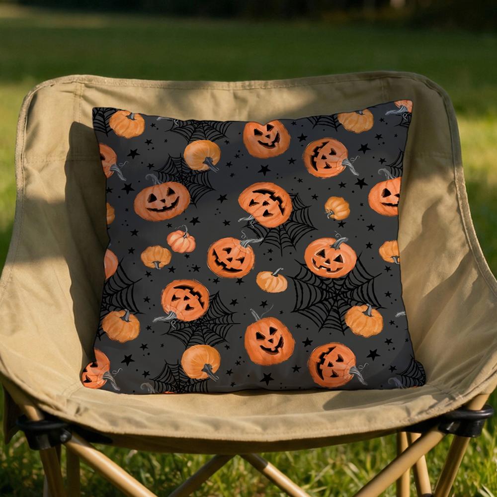 Happy Halloween Spider Web Cushion Cover Soft Reversible  Durable Pillow Cover  MultiScene Use for Home  Car Daily Comfort