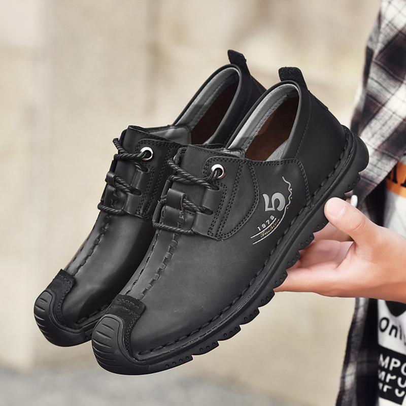 38-48 Large Size Leather Shoes Men's Microfiber Leather Soft Bottom Winter Men's Shoes Business Casual Leather Shoes