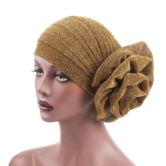 Beanie Hat Solid Color Large Flower Design Comfortable Warm No Brim Turban Cap Women Accessories