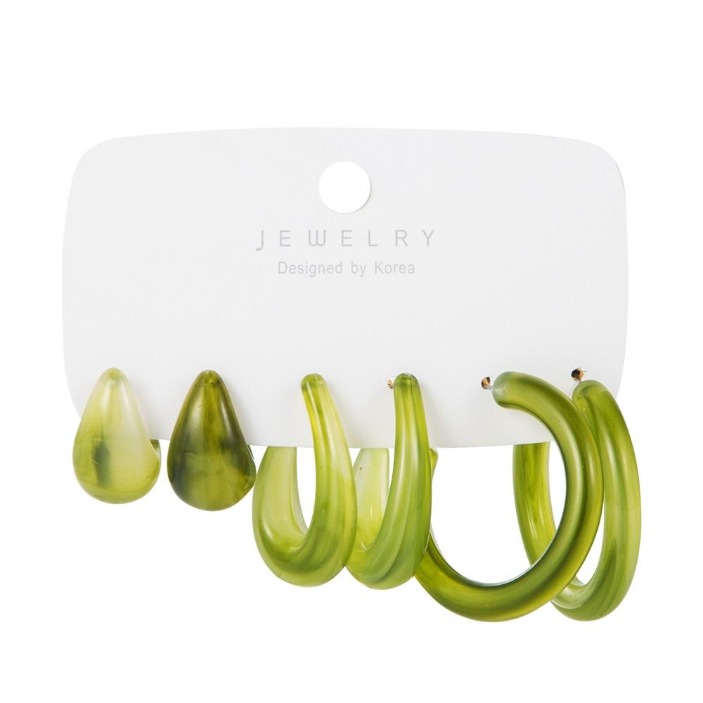 Retro Temperament Resin Earrings Pure Color Simple Earrings 6-piece Set of Geometric Gentle Simple Earrings