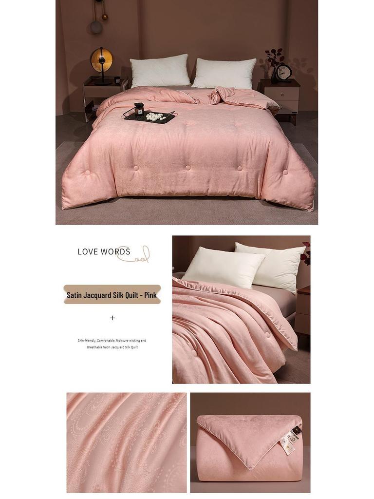 All-Cotton Thickened Mulberry Silk Quilt - Warm, Breathable, Jacquard Satin for All Seasons