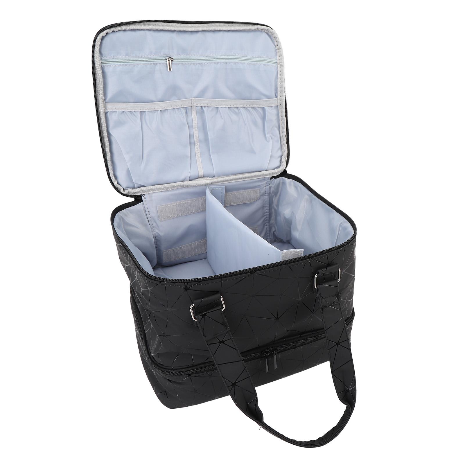 

Кейс-органайзер для лаков для ногтей, двухслойный, вмещает 42 флакона, регулируемый, съемный, водостойкий ПУ