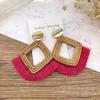 Holiday Style Handmade Grass Rattan Woven Earrings Retro Fringed Simple Stud Earrings Temperament Versatile Women's Earrings
