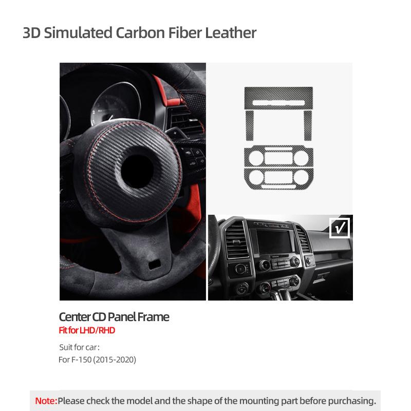 

Betterhumz For Ford F-150 SVT Raptor 2015- Made of Alcantara Auto Center Console CD AC Trim Sticker Car Interior Accessories Carbon Leather