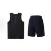 Li-Ning Letter Round Neck Sleeveless Elastic Five-Point Pants Casual Sports Suit Unisex Suit Black YVSV031-1+AKYT073-1