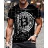 Fashion Bitcoin Graphic 3D Pringting Men's T Shirt Summer Streetwear Round Neck Short Sleeve Casual Loose Tops Tee Men Clothing