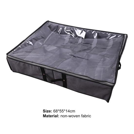 Under Bed Shoe Organizer Transparent Cover Large Capacity Non Woven Fabric Space-saving Underbed Shoes Container for Bedroom