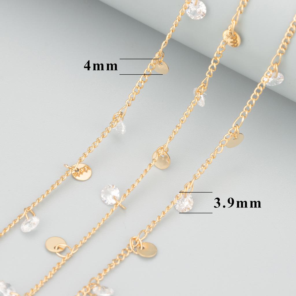 C67 1m/lot Necklace Tassel Chain Simple Style 18K Gold Plated Trendy Copper Zircons Jewelry Making Accessories