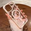 Pink Flower Transparent Case For iPhone 17 16 16E 15 14 13 11 12 Pro Max Plus For Magsafe Magnetic Wireless Charge Phone Cover