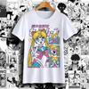 Fashion Trend Sailor Moon Anime Trendy Casual Print Summer Pure Cotton Mens and Womens TShirt Street Casual Trendy Short