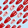 24 Pcs Glittering Full Cover Stick on Nail Valentines Day False Nail Press On Nail Almond Shape Artificial Nail