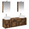 Set Mobiletto da Bagno 5 Pezzi Materiale a Base di Legno di Quercia Affumicata