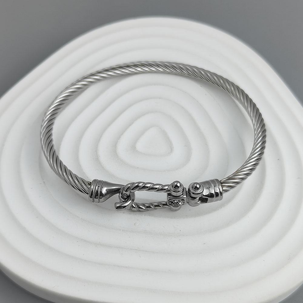 New Steel Wire Button Pattern Horseshoe Gold-plated Stainless Steel Bracelet 18K, High Quality Waterproof Couple Bracelet, Wife