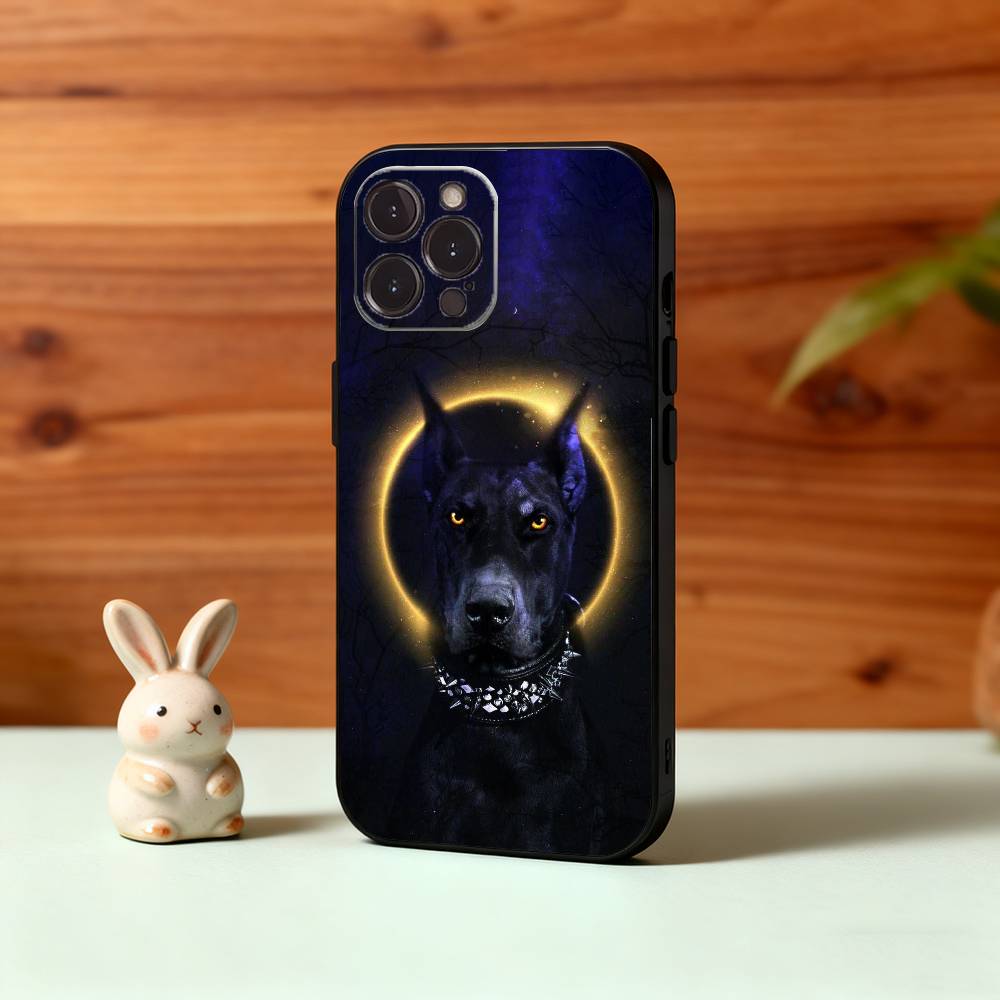Doberman Dog Phone Case For iPhone17,16,15,14,13,12Plus,Pro Max,XS,5G Soft Silicone Black Cover