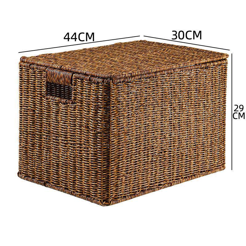 Nordischer Stil Imitation Rattan Aufbewahrungsbox mit Deckel - Schlafzimmer Kleiderorganizer