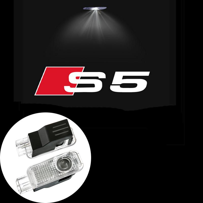 For Audi S4 2Pcs Led Car Logo Door Welcome Light For Audi A4 A6 C6 C7 A5 A7 A8 Q3 Q5 Q7 TT S3 S6 RS3 RS4 RS5 Sline Quattro Auto Accessories
