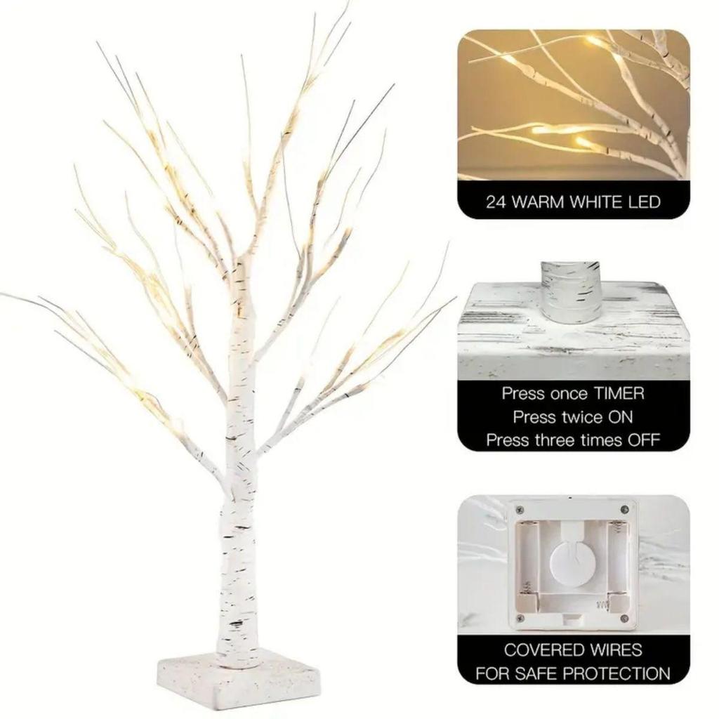 LED Easter Egg and Christmas Birch Tree Lights for Home and Party Decorations