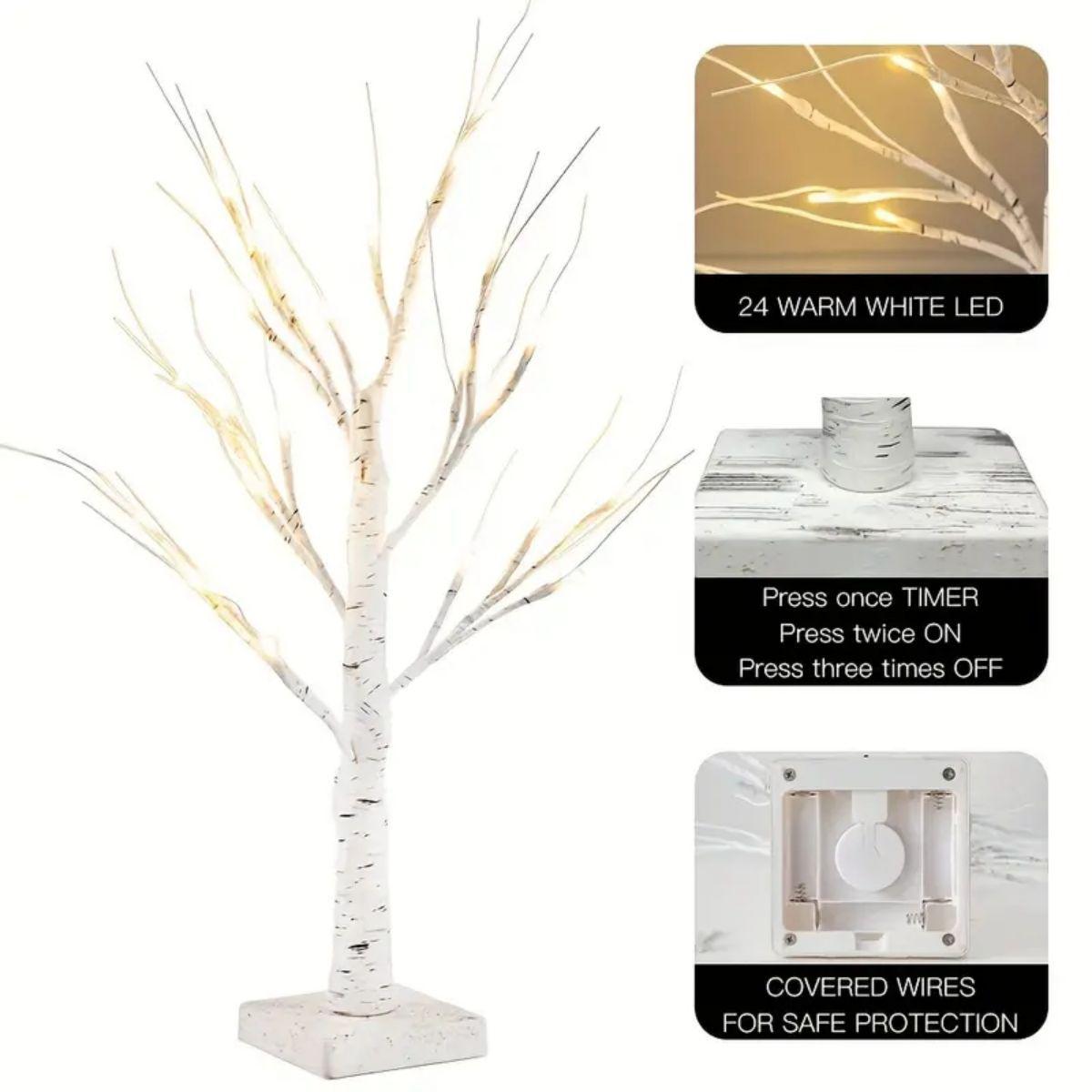 LED White Birch Thanksgiving and Halloween Tree Decoration Lights 1