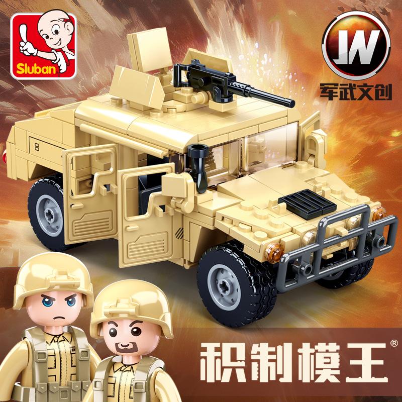 SLUBAN WW2 Military Humvee Jeep H1 Army Friends Car Mould King Building Bricks Classic Moc Blocks Action Figures Toys Boys Gift