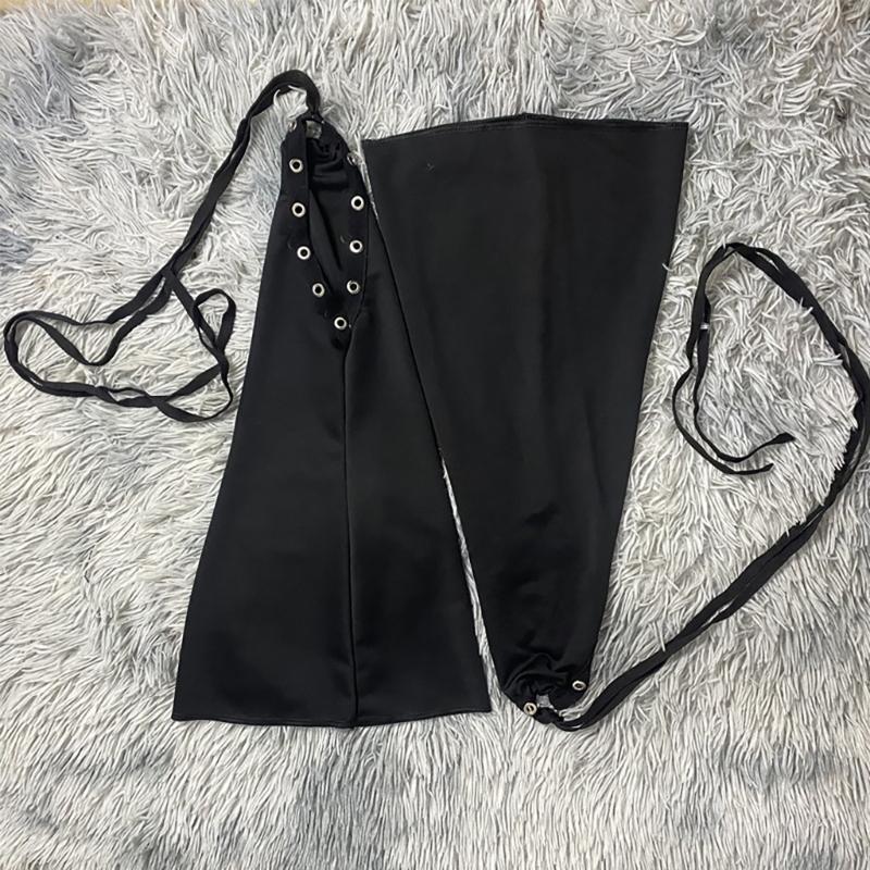 Women Punk Lace Up Straps Flared Leg Warmers Japanese Harajuku Eyelets Knee Length Foot Cover Long Tube Socks Streetwear