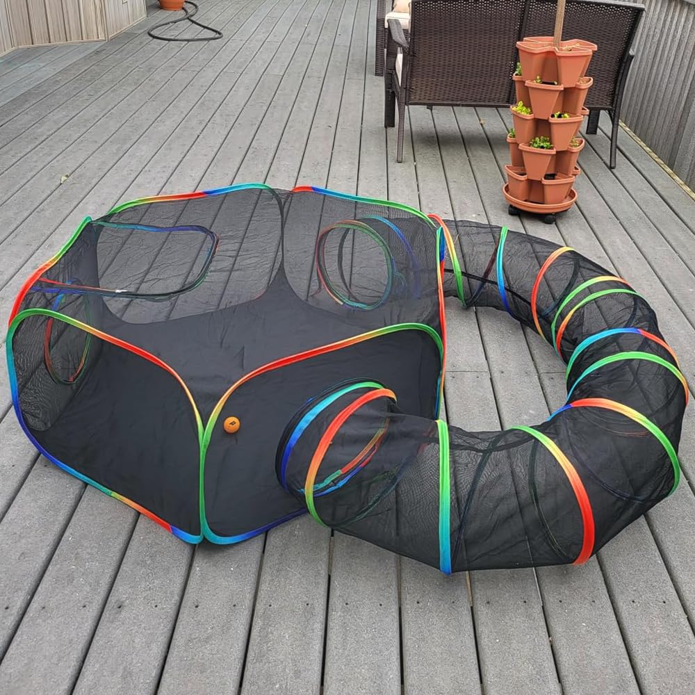 Outdoor Cat Outdoor Cat Cat 120cm Pet House 315cm Portable Rainbow Hexagonal Large Cat Enclosure with Carry Indoor Small Animal Playpen Maternity Room
