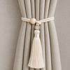 Wooden Ring Tassels Curtain Tieback, Adjustable Window Curtain Holders Ties Backs, No Drill Drape Curtain Holdbacks for Home Bedroom Decor