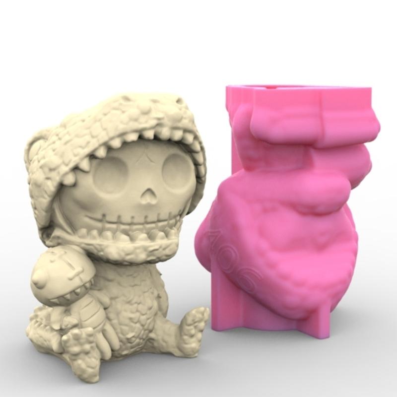 Halloween Skull Man Silicone  Mold Succulent Flowerpot Clay Cement Plaster Molds  Home Garden Flower s Mould