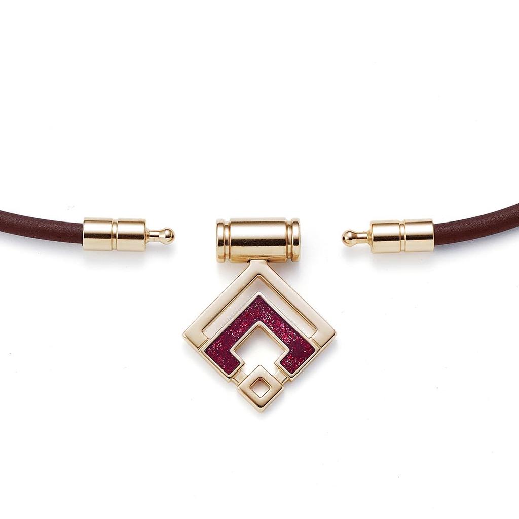 Official Limited Edition Magnetic Necklace Health Necklace TAO Necklace Slim ARAN mini Brown Champagne Gold x Ruby Red Glitter L [Colantotte]