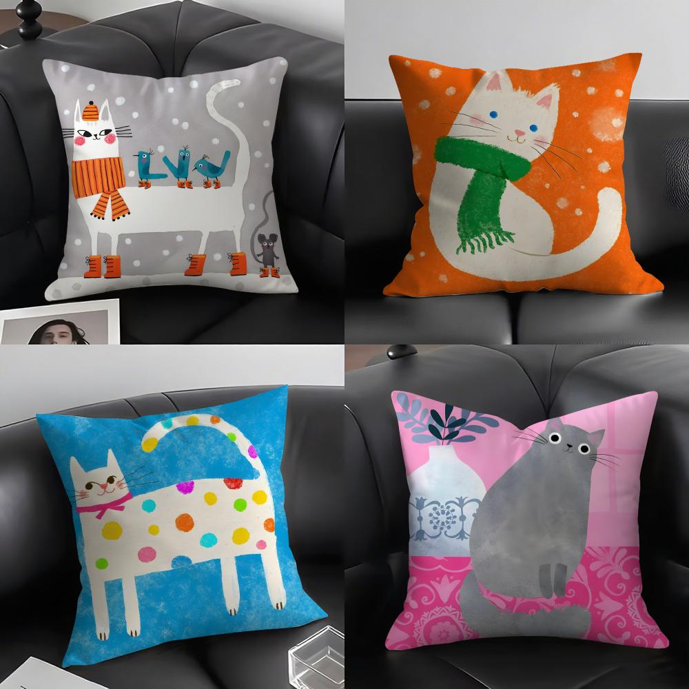 Cat Cute Cushion Cover Pillowcase Ultra Soft Skin Friendly Fabric Cloud Like Comfort  Concealed Zipper