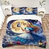 Alice Wonderland Print 3Pcs Bedding Setduvet Cover With 2 Bedropillowcase Home Birthday Gift