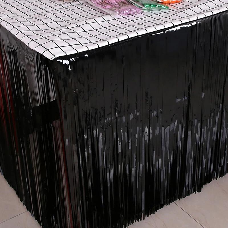 New Table Skirt Wedding Decoration Table New Year Easter Decoration For Home Birthday Party Decor Metal Rain Tinsel Table Skirt