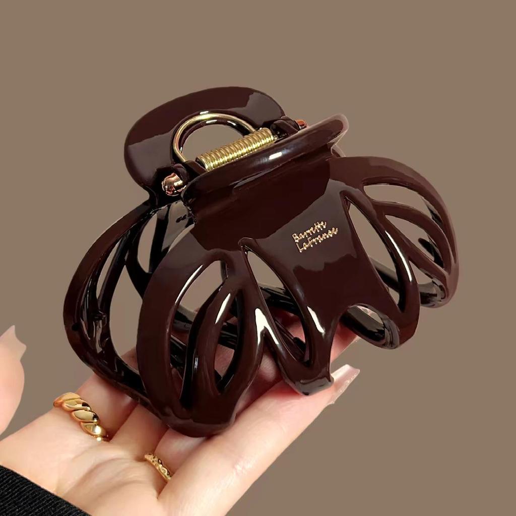 Korean Leopard Print Bow Hair Claw: Extra Large High-End Half Updo Clip for Women