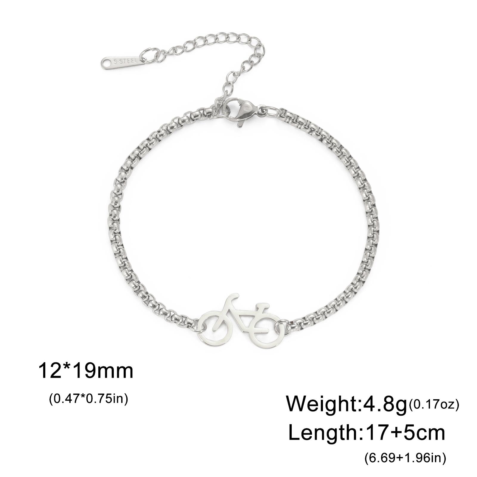 

Lemegeton Bicycle Bracelets Stainless Steel Jewelry Cycling Sports Figaro Chain Bangle Women Men Foot Anklets Bike Pendant Gifts 17cm