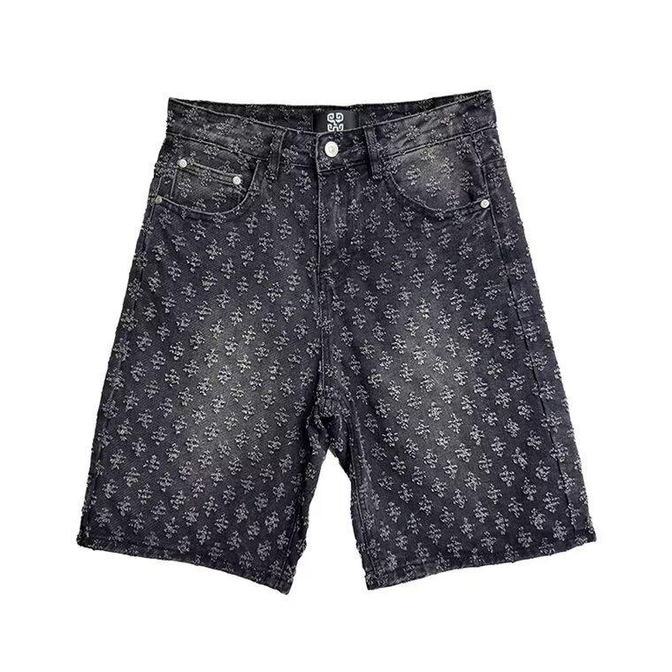 Men's Retro Hong Kong Style Loose Denim Shorts - Trendy Korean Design