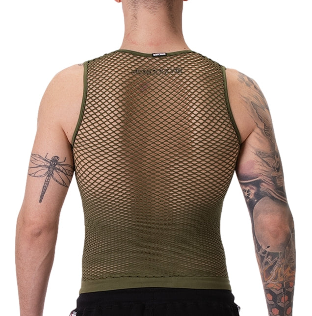 Stefano Kaki Mesh Tank Top - Barcode Berlin - Sexy T-shirt