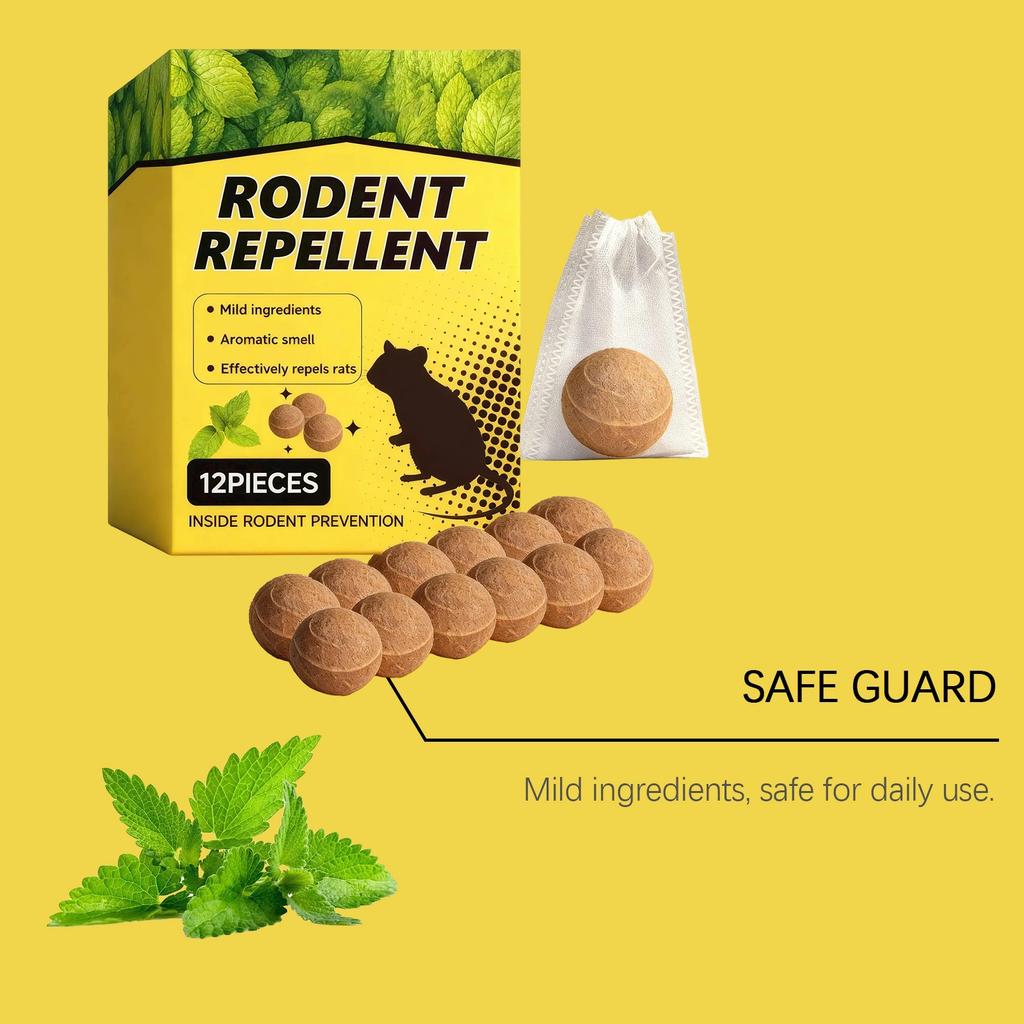 12 Pack Powerful Rat Repellents Pills, Natural Pest Deterrent For Home & Garden, Pet-Safe & Poison-Free, Easy-to-Use Rodent Control