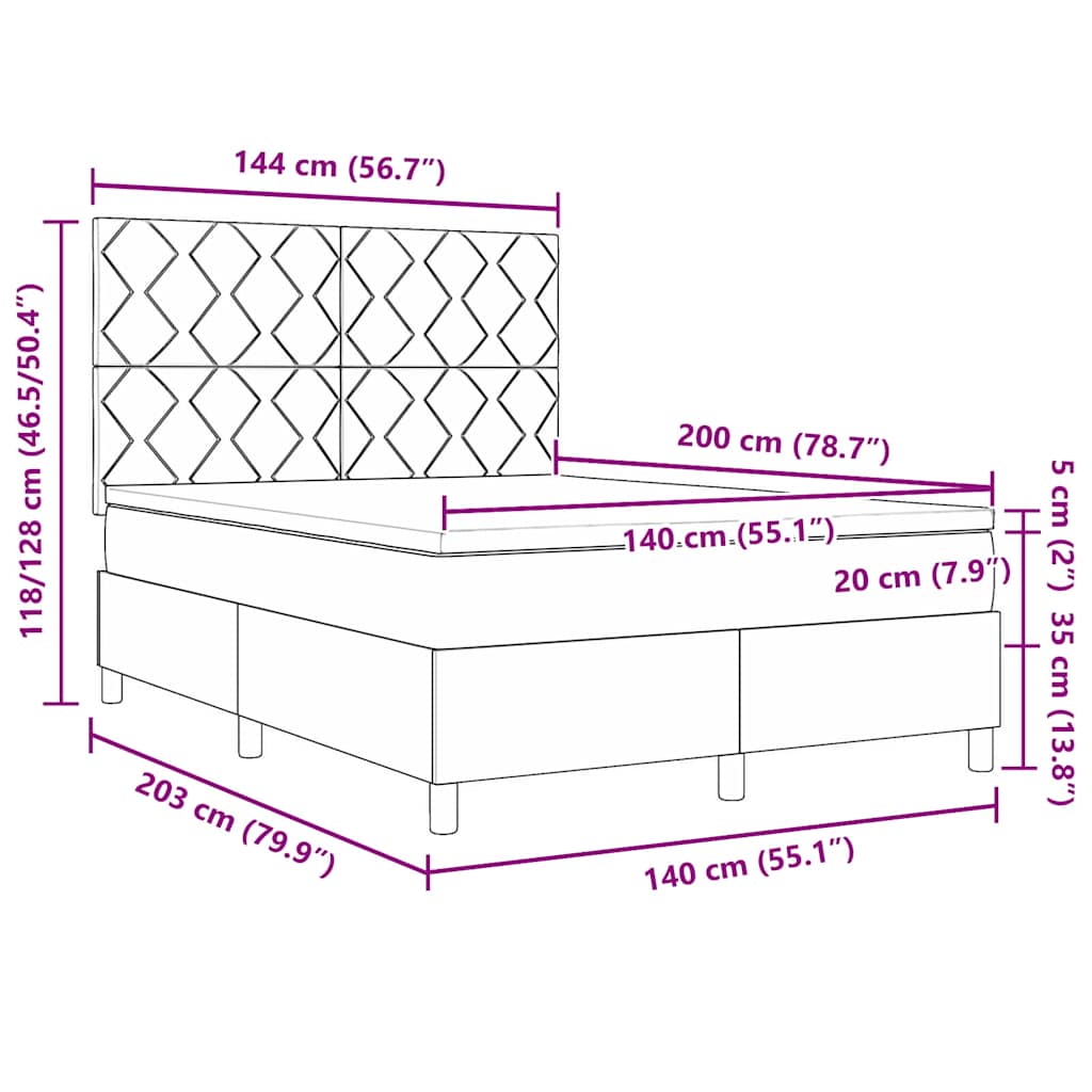 Boxspring Bed with Headboard Black 140 x 200 cm Fabric