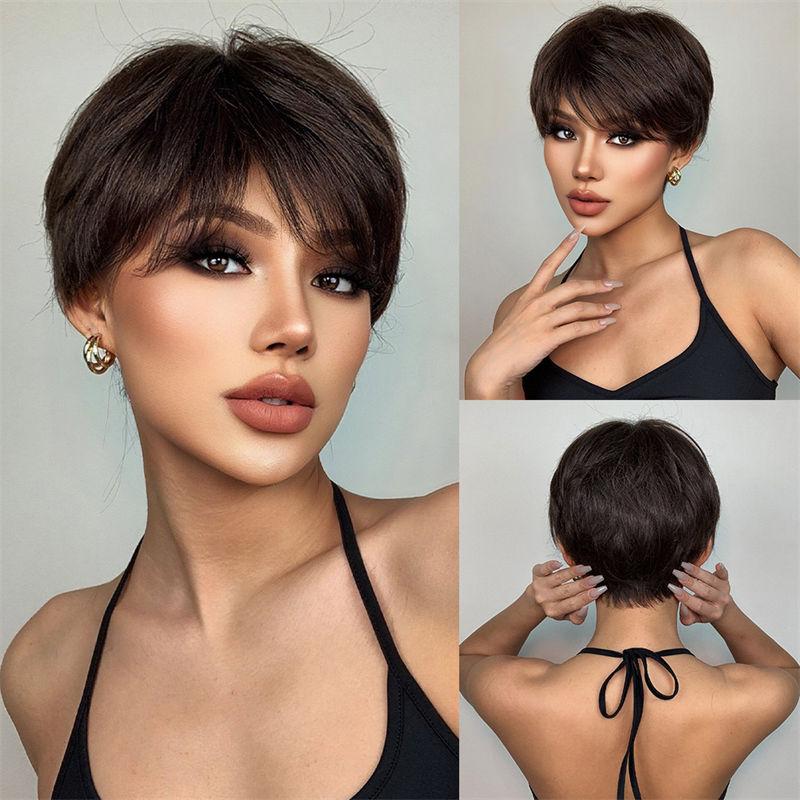 Wig Women's Short Hair Hair Natural Wig Wig Fashion Short Age-Reducing Full-Head