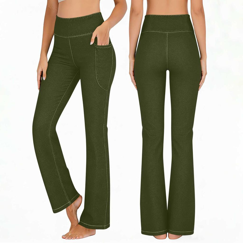 Pantaloni a zampa elasticizzati da donna in denim stampato Leggings trendy da allenamento Pantaloni